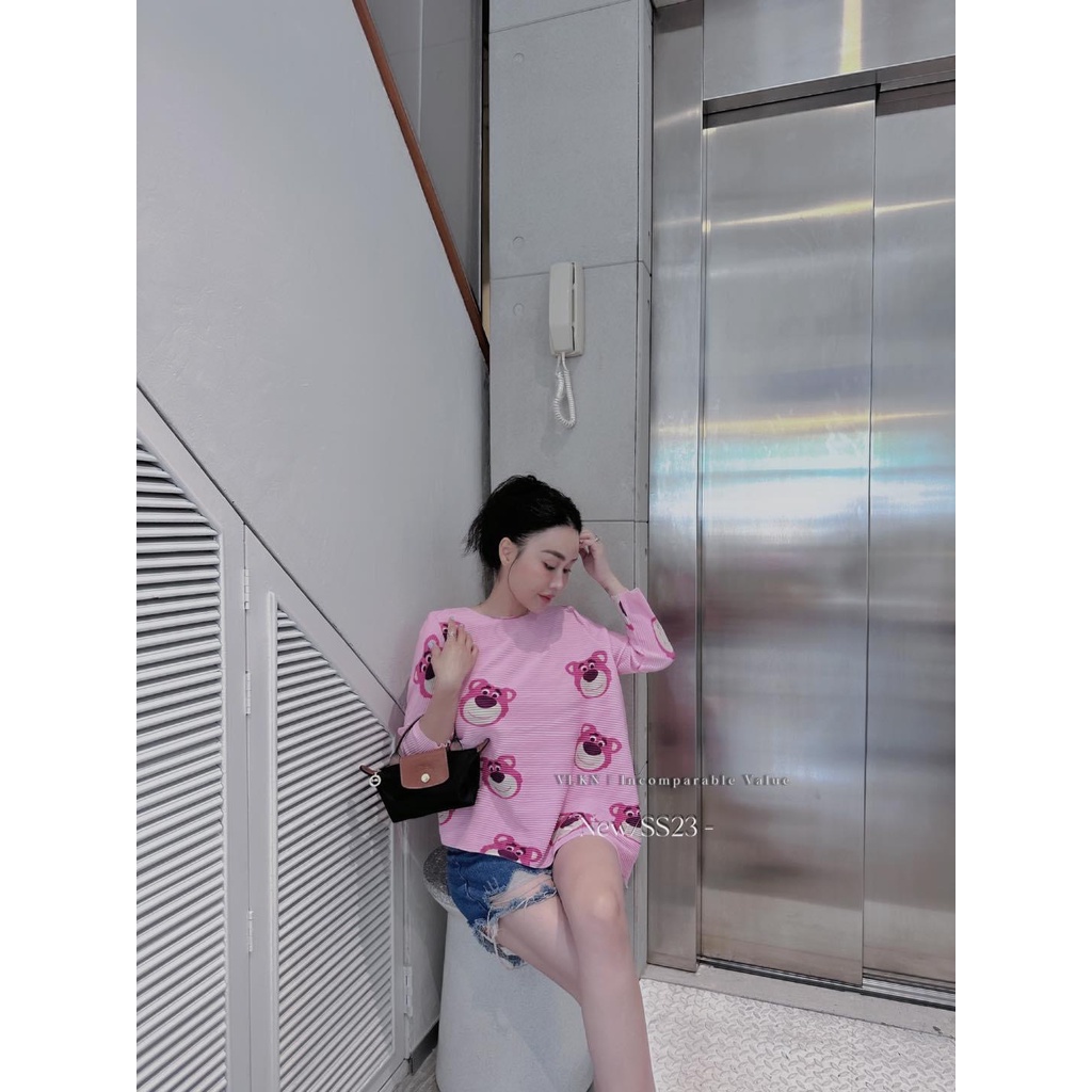 Áo dập ly hoạt hình xéo tà