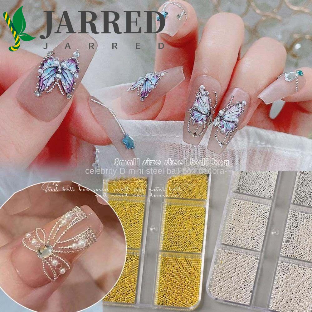 JARRED Hộp 6 Ngăn Đựng Hạt Trang Trí Móng Tay Thời Trang