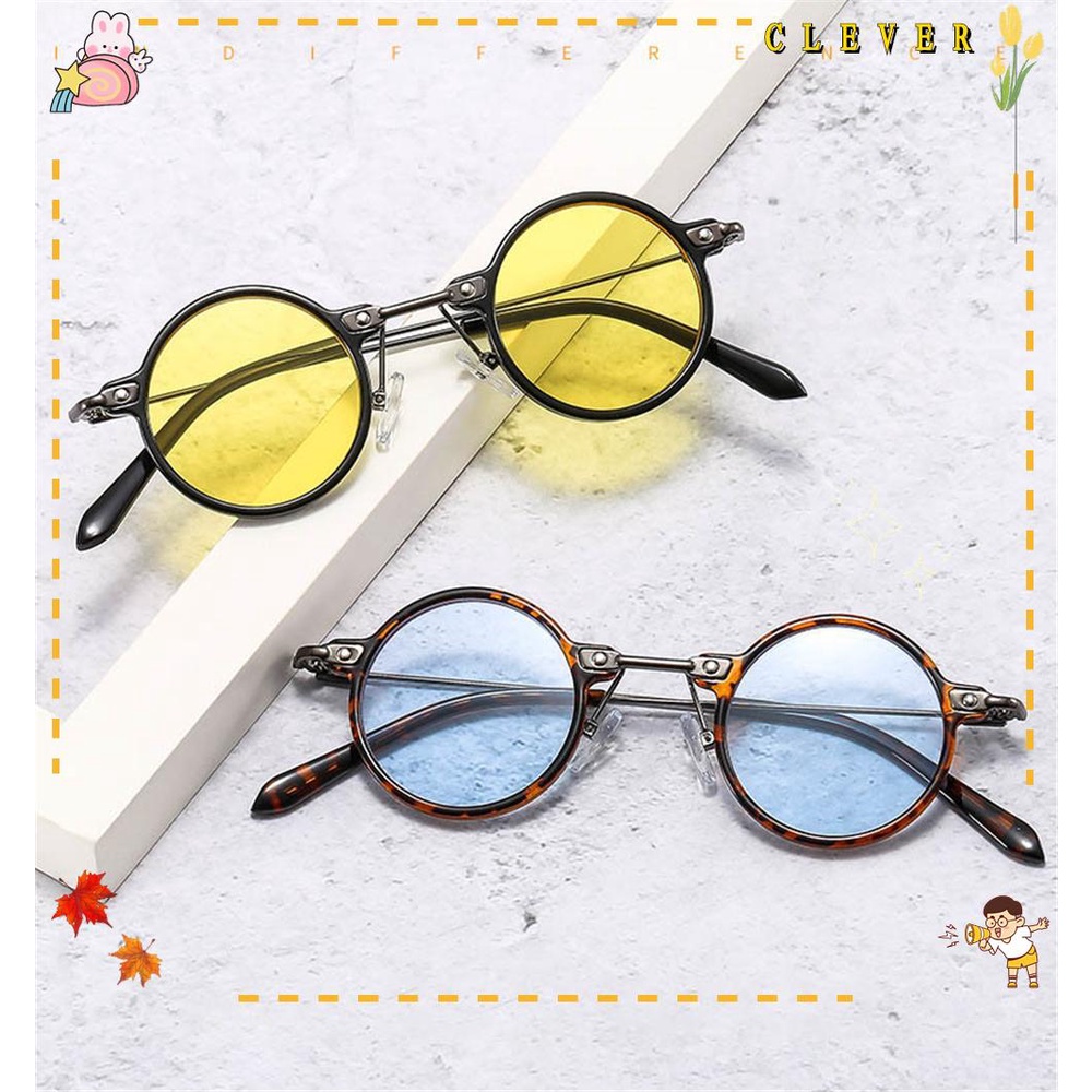 CLEVER Kính Mát Tròn Nhỏ Màu Sắc Gradient Phong Cách Retro