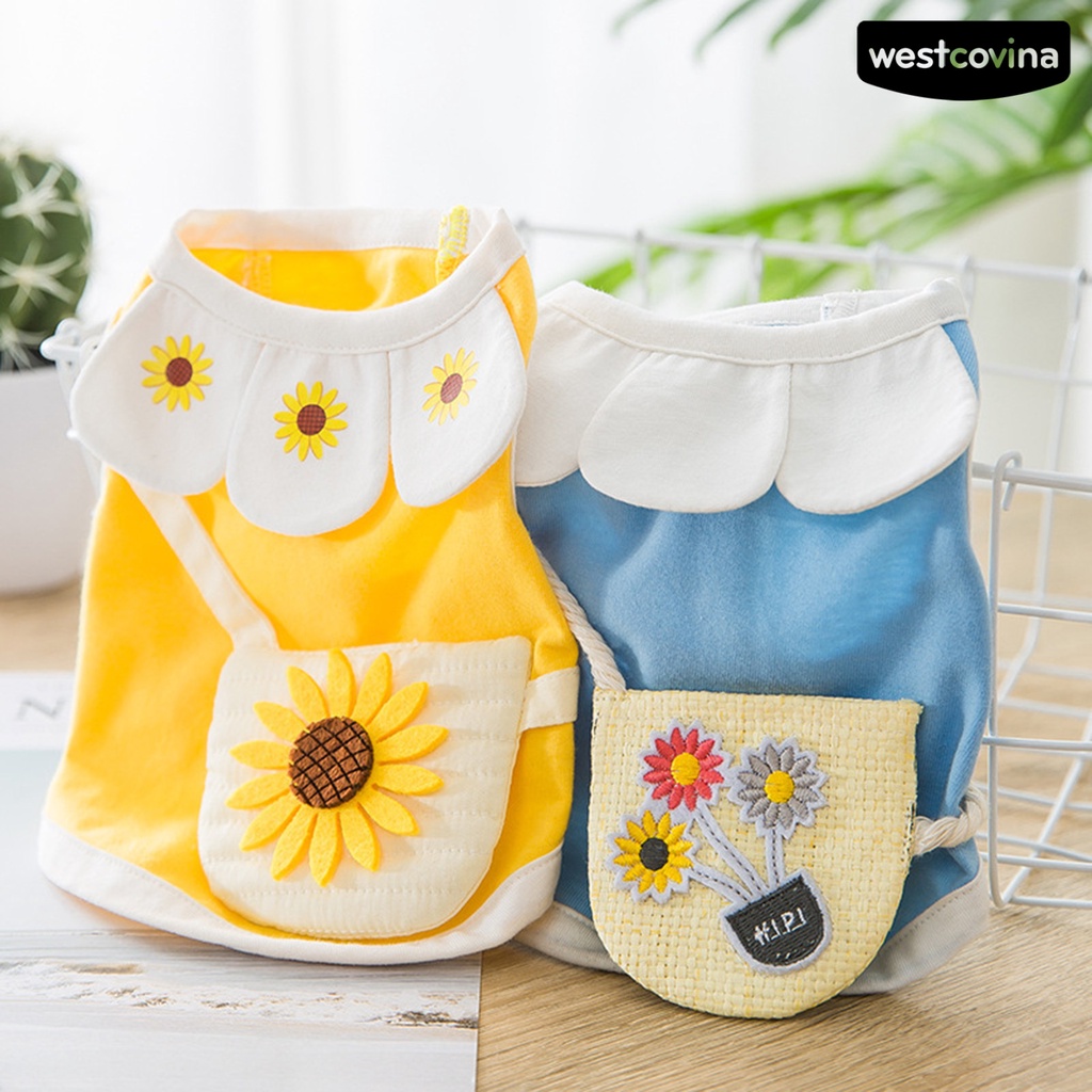 [COD]♞Áo Thun Cotton In Hoa Dễ Thương Thời Trang Mùa Hè Cho Cún Cưng