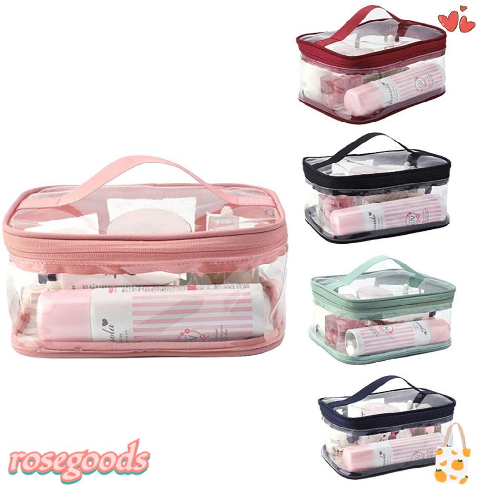 ROSE Túi Đựng Mỹ Phẩm Du Lịch Bằng PVC Có Khóa Kéo Tiện Dụng Ốp