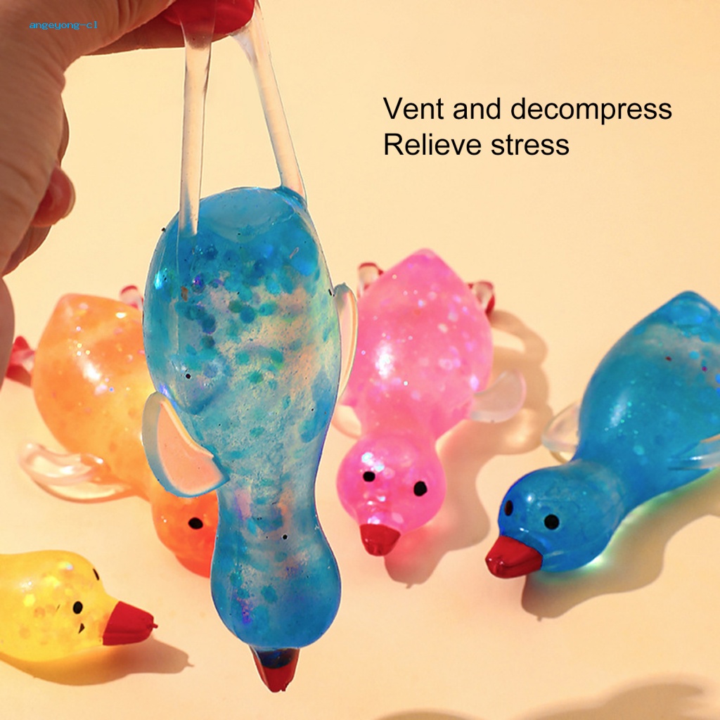 Đồ Chơi Nắn Bóp Đàn Hồi Giảm Stress Hình Chú Vịt Kim Tuyến Mềm Mại 100
