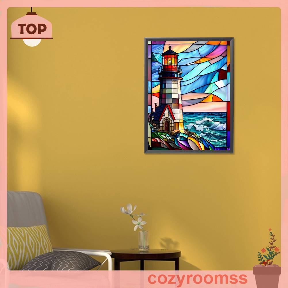 Tranh Đính Đá Kim Cương Toàn Bộ 5D DIY Hình Ngọn Hải Đăng