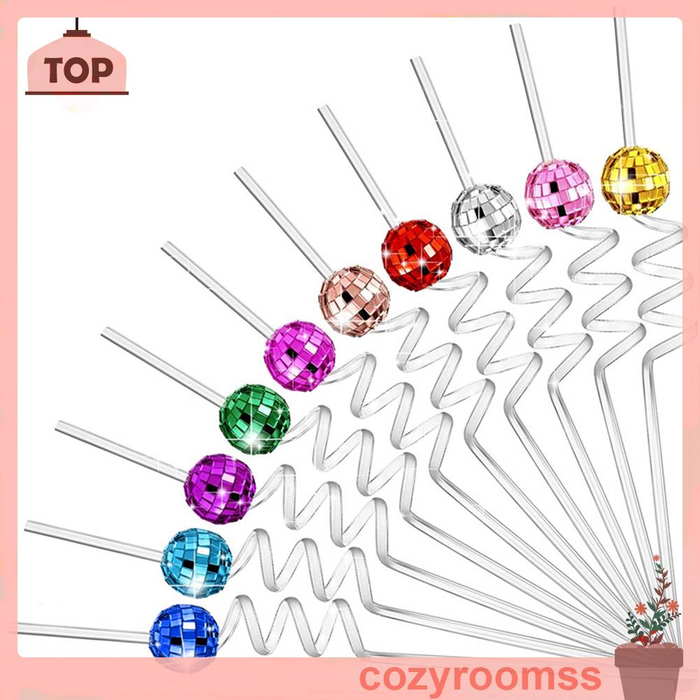 Set 10 Ống Hút 70s Màu Sắc Tươi Tắn Dùng Để Trang Trí Tiệc Sinh Nhật / Đám Cưới