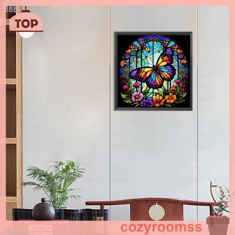 Tranh Đính Đá Kim Cương Toàn Bộ 5D DIY Hình Vẽ Bướm Bằng Kính