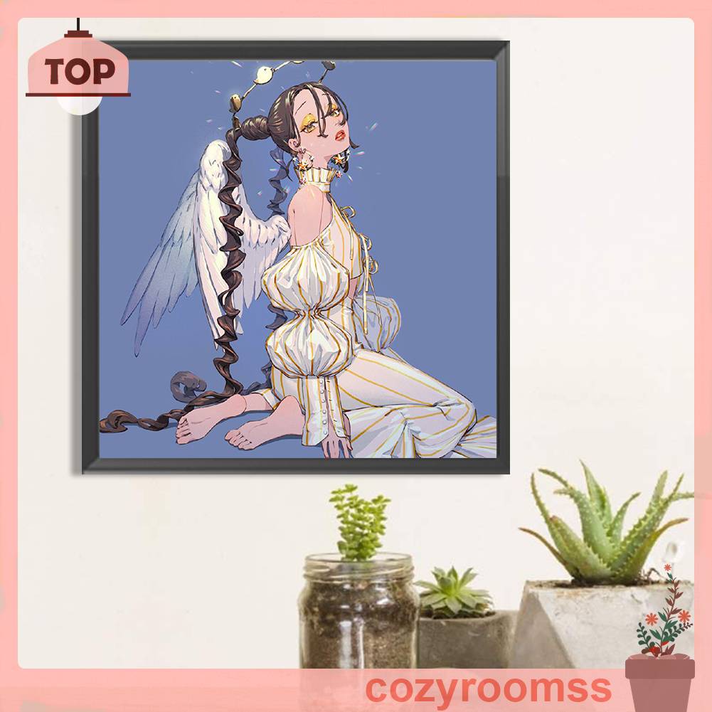 Tranh Đính Đá Kim Cương Toàn Bộ 5D DIY Hình Vẽ Cô Gái Cánh