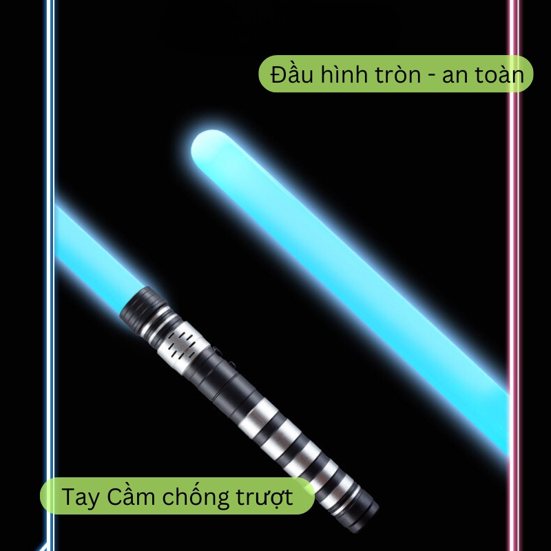 Bộ 2 Kiếm Ánh Sáng Đồ Chơi Light Saber 7 Màu Sắc Dài 75cm, Có Âm Thanh, Có Thể Ghép Đôi Dùng Pin AAA