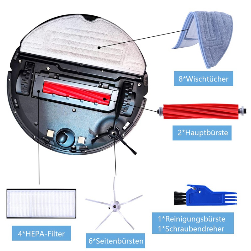 Phụ Kiện Bàn Chải Chính &amp; Màng Lọc HEPA Cho Máy Hút Bụi Roborock S7 MaxV Ultra T8Plus G10S