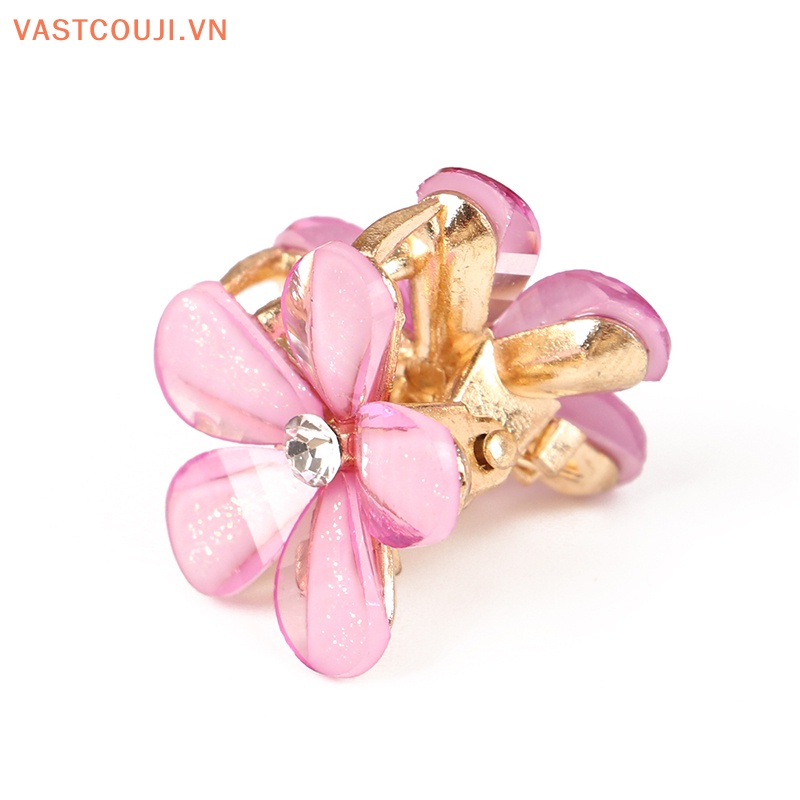 Bộ 5 Kẹp Tóc 2cm Màu Xanh Dương / Tím / Trắng Họa Tiết Hoa Xinh Xắn Thời Trang Cho Nữ