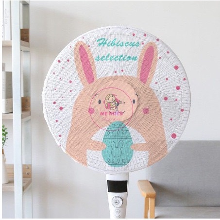Lưới bọc quạt an toàn cho bé có dây rút cố định, mẫu hoạt hình dễ thương