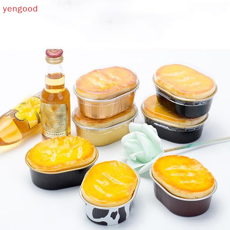 Set 10 Cốc Lá Nhôm Làm Bánh Cupcake Chịu Nhiệt Có Nắp Đậy