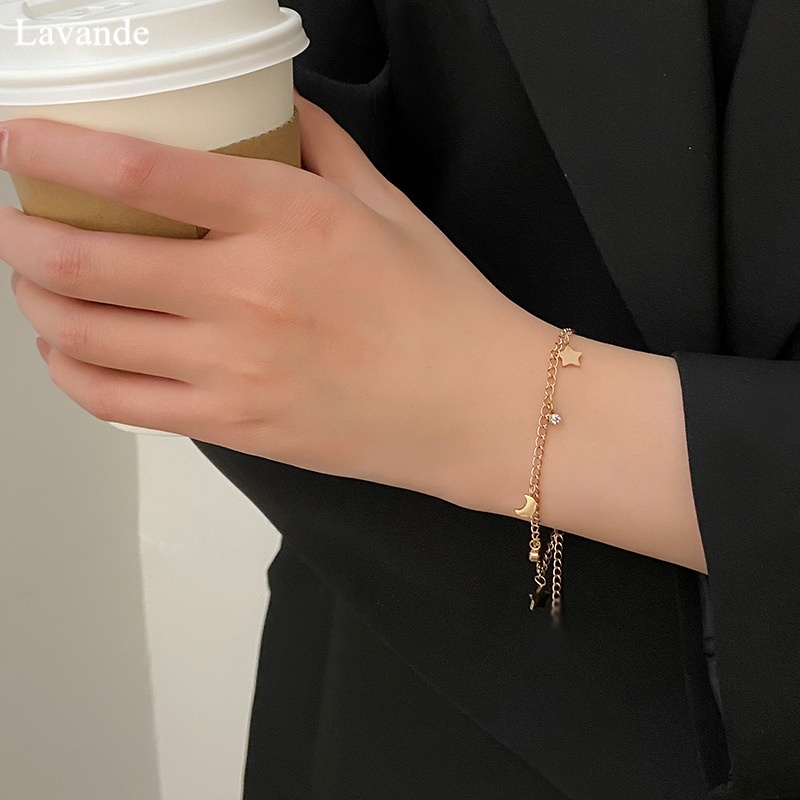 Lắc Chân Bằng Thép Titan Mạ Vàng Hồng 18K Đính Kim Cương Giả Cho Cặp Đôi J01L041