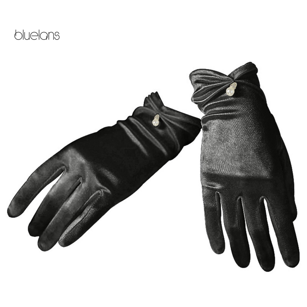 1 Đôi Găng Tay Satin Đính Ngọc Trai Giả Màu Sắc Thanh Lịch Dành Cho Cô Dâu