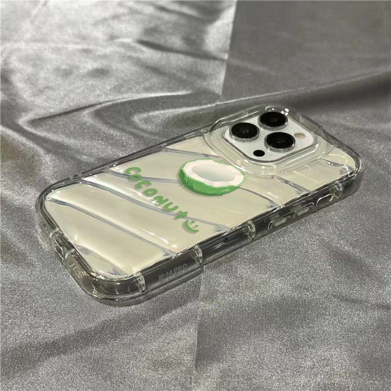 Ốp Điện Thoại Mềm Trong Suốt Họa Tiết Trái Dừa Dễ Thương Cho iPhone14promax 1312 / 11 7 / 8plus xr / sins L6IQ