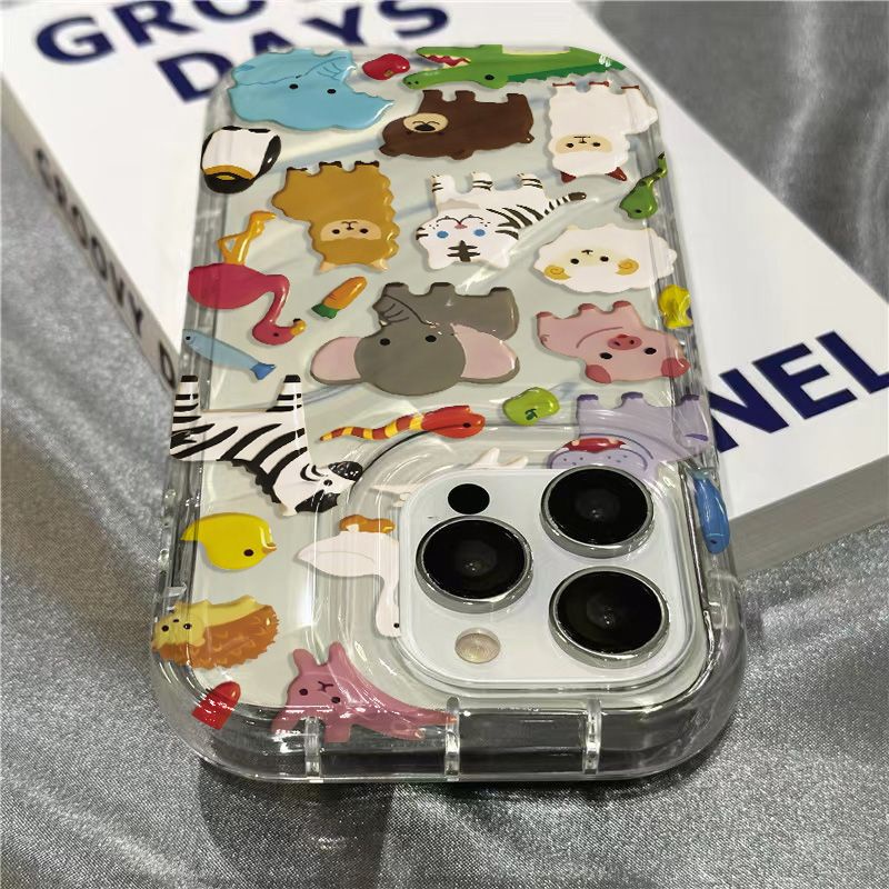 Ốp Điện Thoại Mềm Trong Suốt Hình Gia Đình Động Vật Dễ Thương Cho iPhone14promax 1312 / 11 7 / 8plus xr / sins KZMT