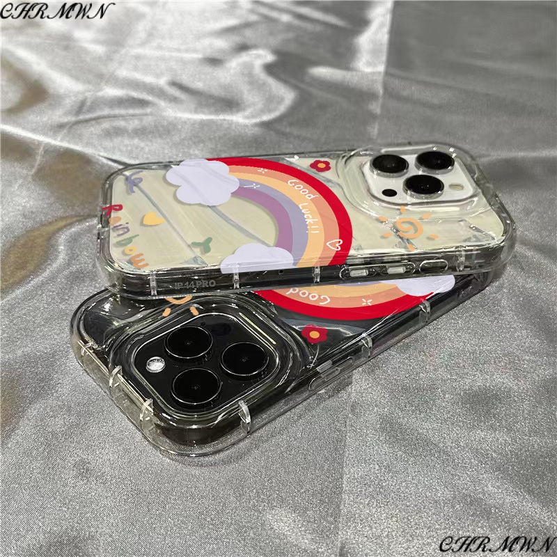 Ốp Điện Thoại Mềm Trong Suốt Hình Cầu Vồng May Mắn Cho iPhone14promax 1312 / 11 7 / 8plus xr /ins YRZ4