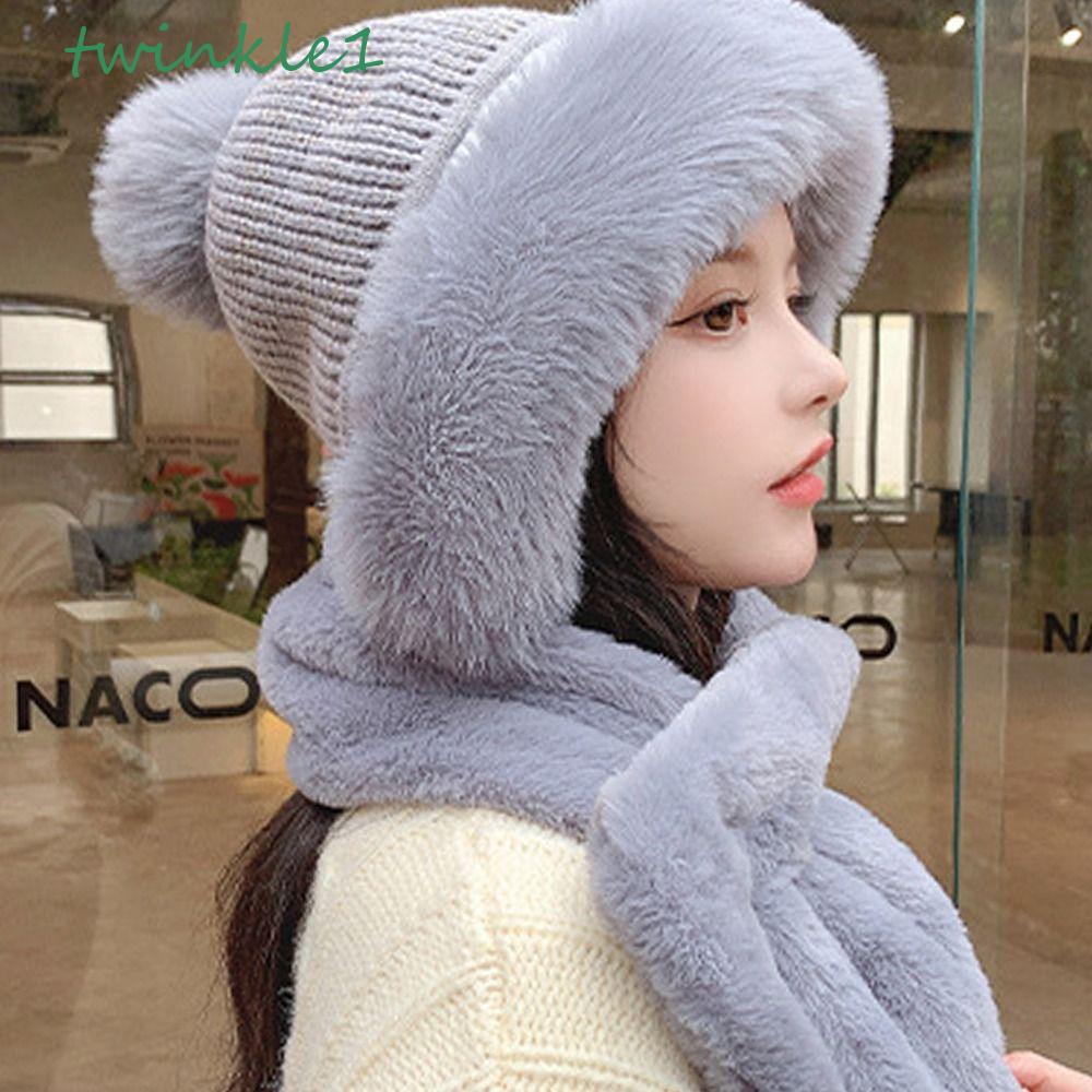 TWINKLE Mũ Kèm Khăn Choàng Cổ 2 Trong 1 Thời Trang Hàn Quốc