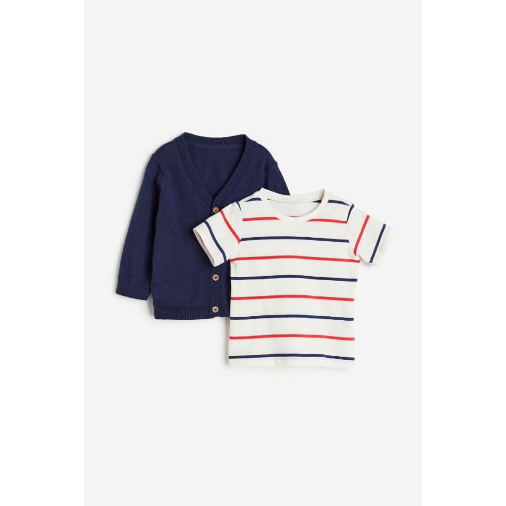 Set HM 2 món gồm áo cardigan len và áo thun cotton 6-9m đến 3-4y ĐỌC KĨ LUU Ý Ạ