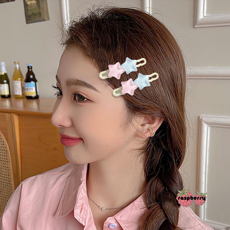 🍓Raspberry🍓 Kẹp Tóc Hình Ngôi Sao Năm Cánh Nhiều Màu Sắc Dễ Thương Cho Nữ