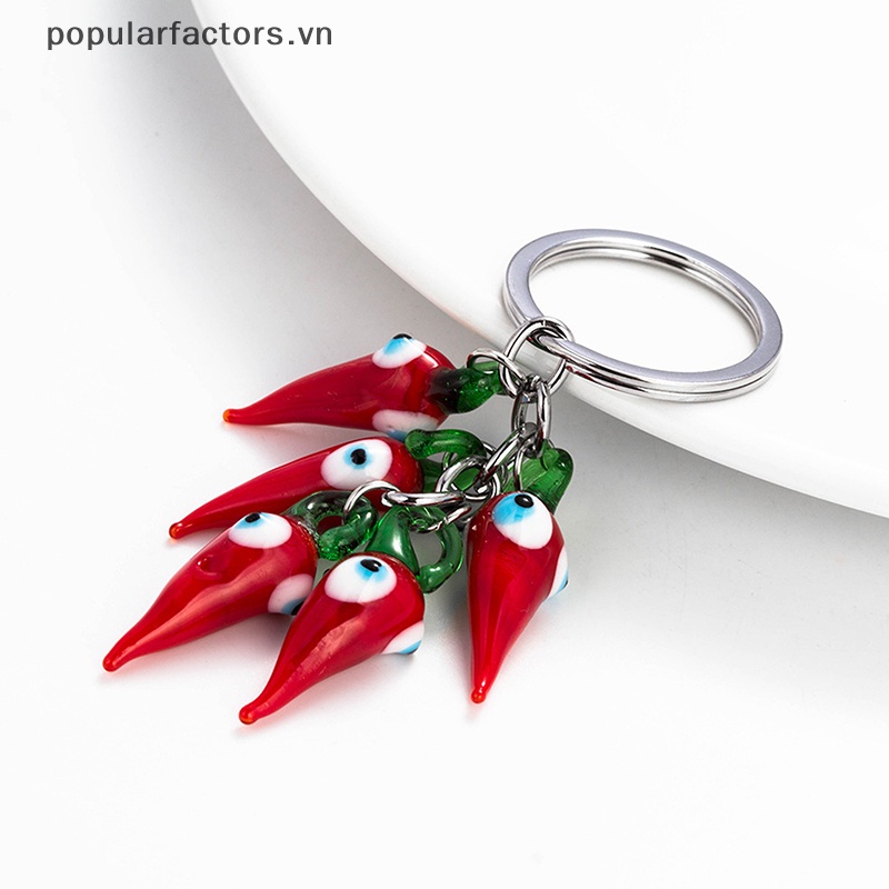 Móc Khóa Kim Loại Hình Quả Ớt Mắt Xanh Dương Sáng Tạo Thời Trang Cho Nam Và Nữ