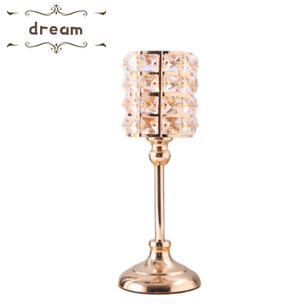 【DREAMLIFE】Candle Holder Beautiful Candelabra Set Crystals Beads Metal Andlestick