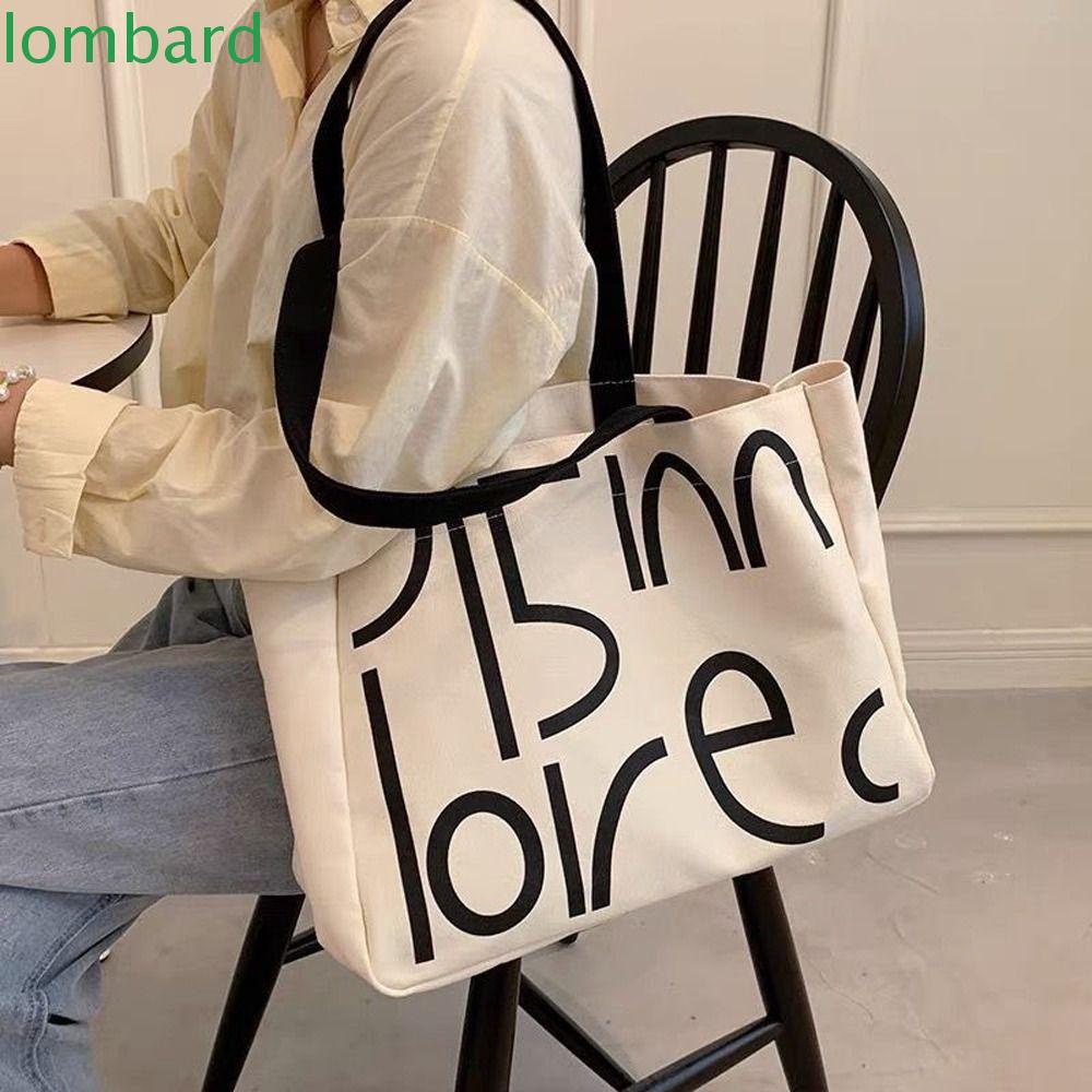 Túi Xách Canvas Sức Chứa Lớn In Chữ Thời Trang Đường Phố Cho Nữ