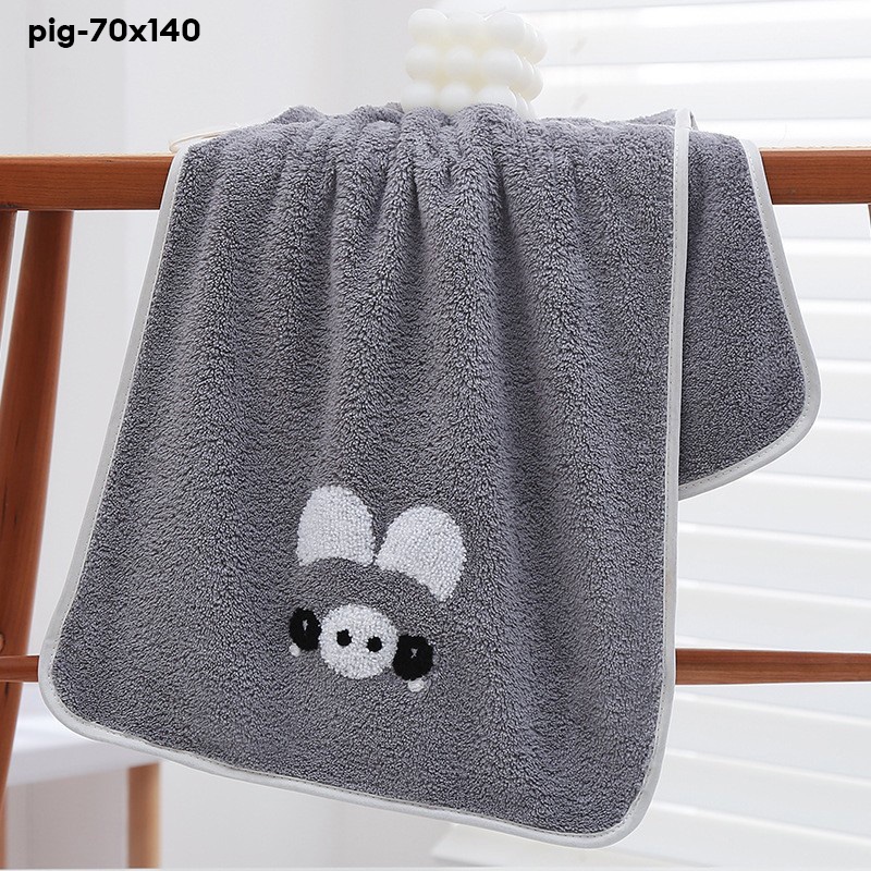 Phim hoạt hình động vật san hô nhung thêu khăn tắm khăn tắm trang chủ khăn tắm mềm hàng ngày