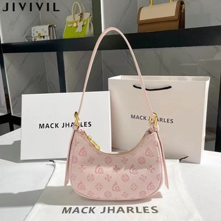  Jivil Túi đeo vai nữ phiên bản Hàn Quốc đa năng niche màu hồng xu hướng mới túi xách hình lưỡi liềm 