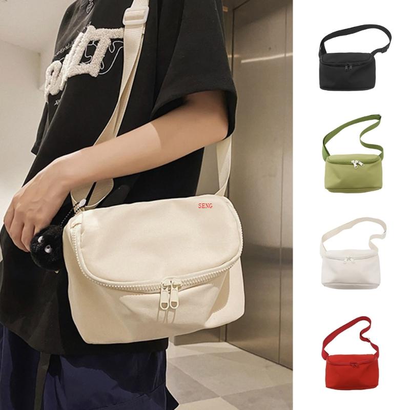 Túi Đeo Chéo Nylon Màu Trơn Thời Trang Dành Cho Nữ