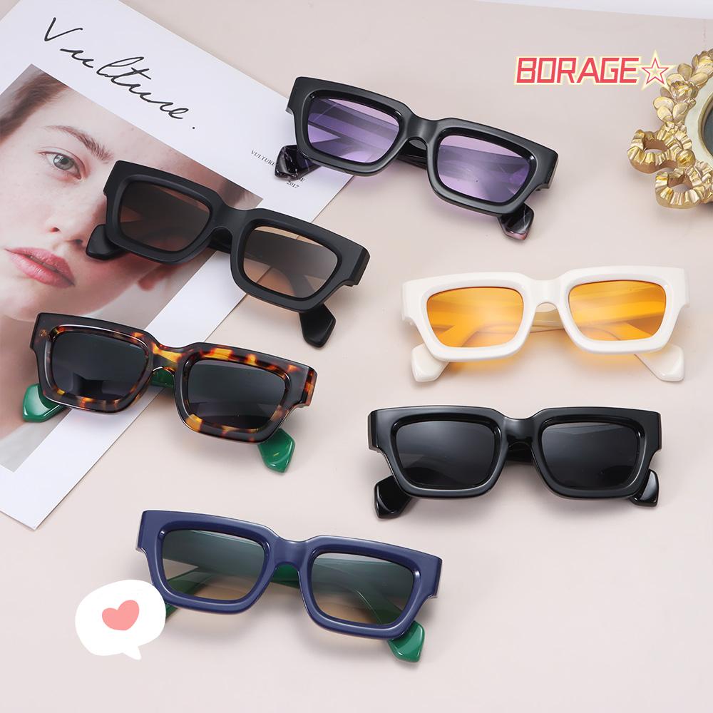 BORAG Kính Mát Gọng Vuông Nhỏ Phong Cách Retro Thời Trang Cho Nam Nữ