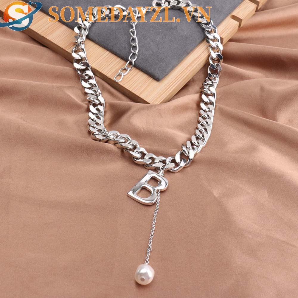 SOMEDAYZL Vòng Cổ Choker Dây Xích Dày Mặt Chữ To Cá Tính