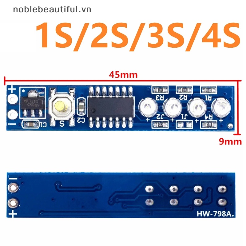 1 Bảng Mạch Hiển Thị LED Lithium 1S 2S 3S 4S Single 3.7V 18650