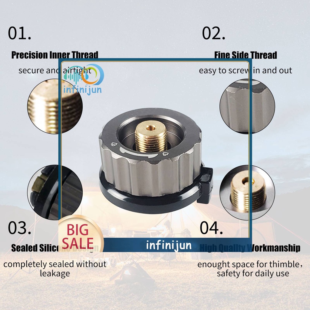 Bộ Chuyển Đổi Bếp Ga Tự Động Đóng Và Mở Màu Đen Cho Cắm Trại