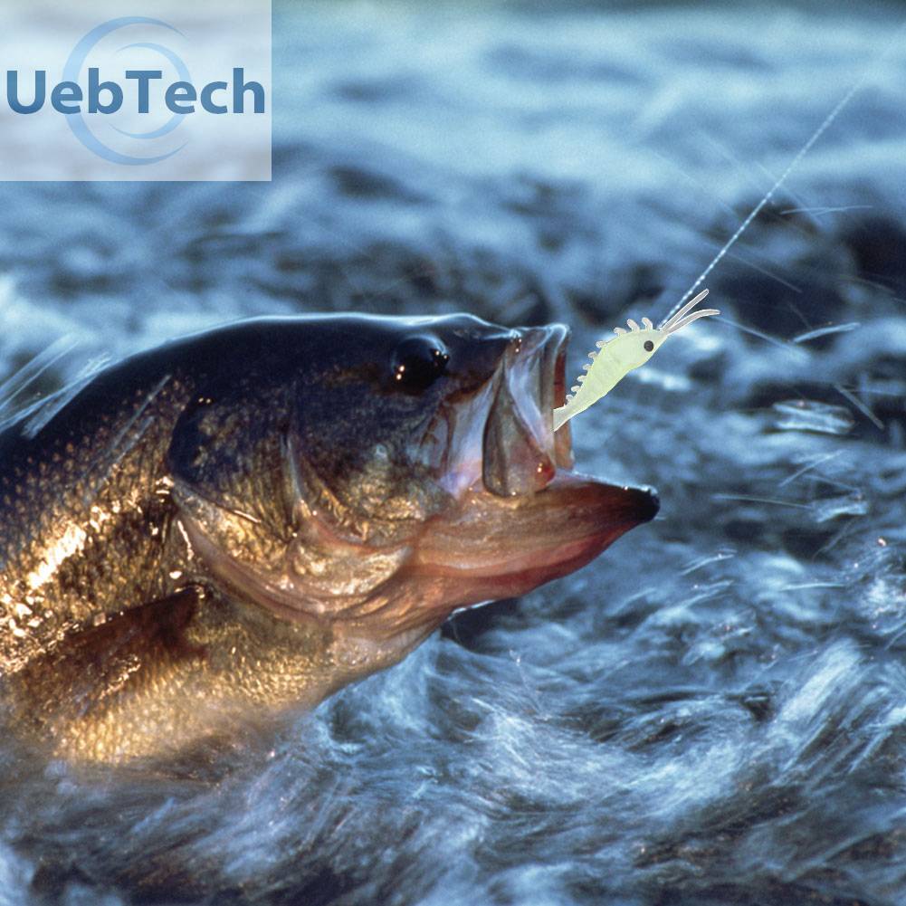 50 Mồi Câu Cá Hình Con Tôm Mềm Phát Quang 3cm