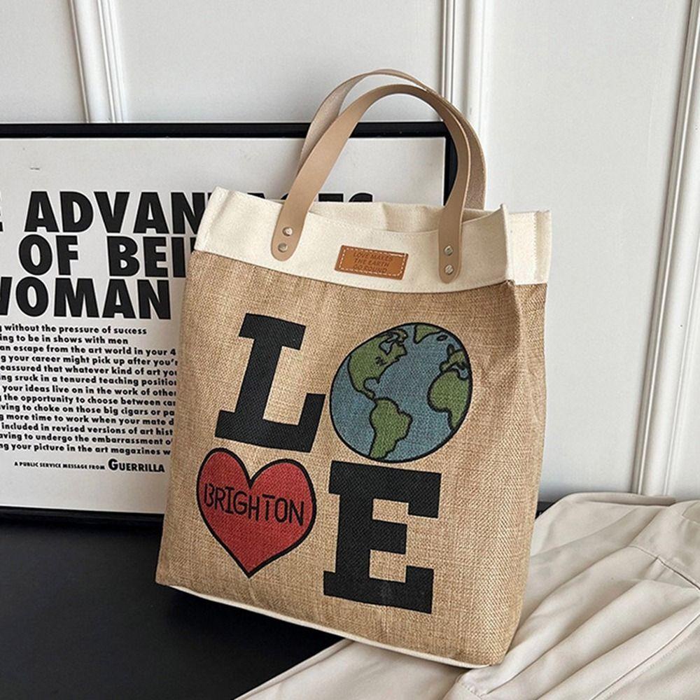 Túi Xách Vải Canvas Cỡ Lớn In Chữ Dễ Thương Cho Học Sinh