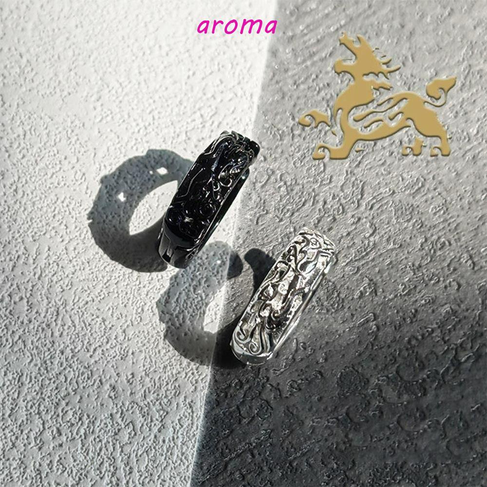 AROMA Khuyên Tai Dạng Kẹp Màu Bạc Phong Cách Punk Hàn Quốc