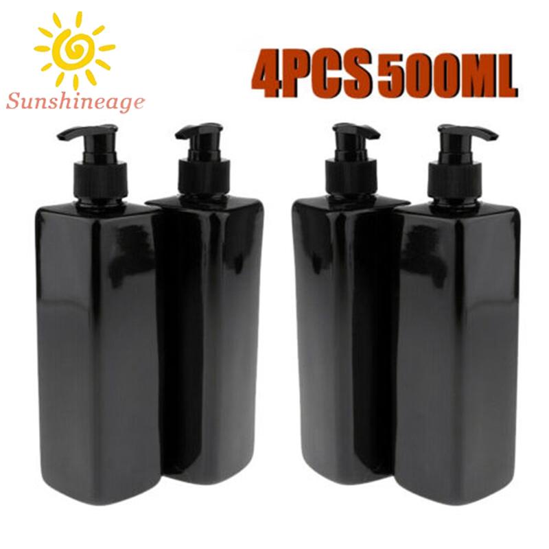 Set 4 Chai Rỗng Đựng Xà Phòng Dạng Lỏng Màu Đen 500ml