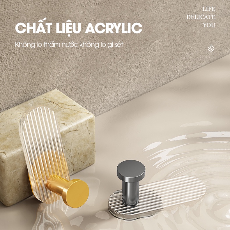 Móc treo khăn treo đồ decor phòng tắm vật liệu Acrylic cao cấp AR10 tặng kèm keo dán