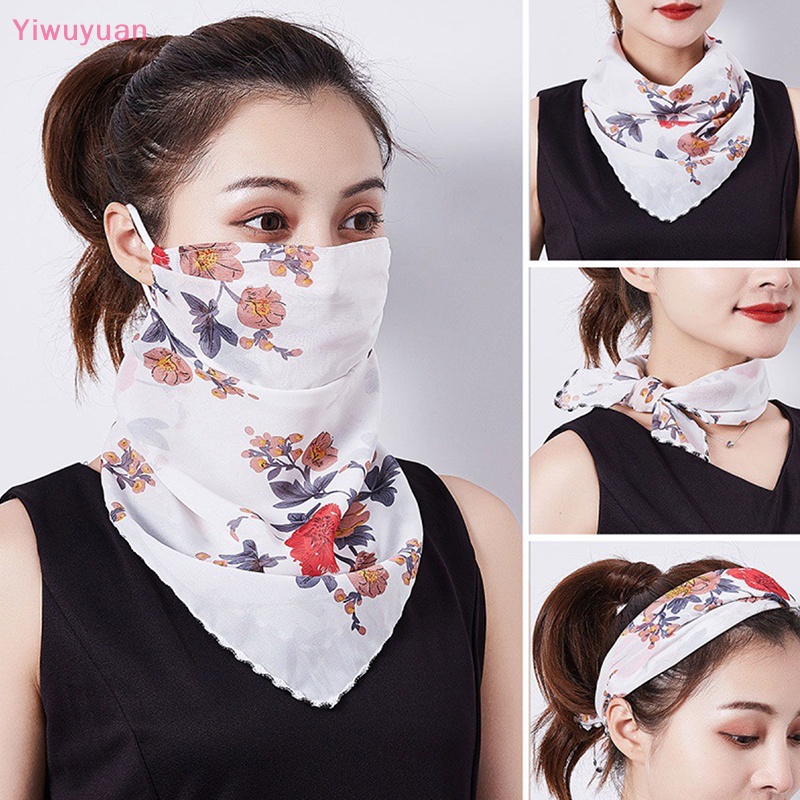 1 Khẩu Trang Yiwuyuan > Khăn Choàng Lụa Chống Nắng Chống Bụi Có Móc Tai Dùng Khi Chạy Xe Đạp Ngoài Trời Cho Nữ