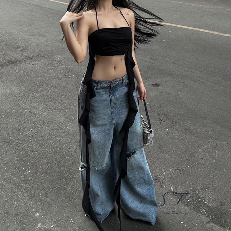 Áo Không Tay Phối Bèo Hở Lưng Thời Trang Mùa Hè CY03 Dành Cho Nữ