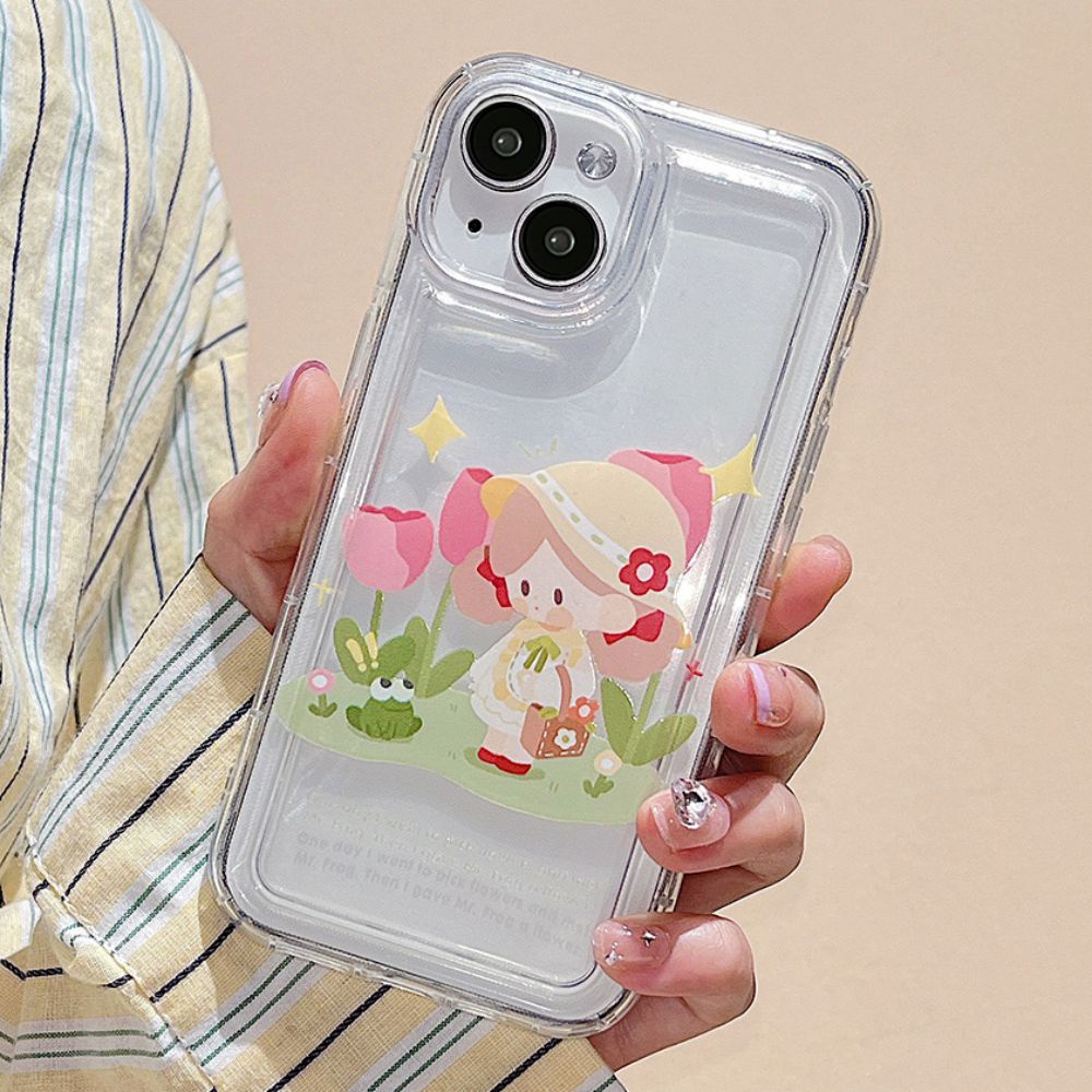 Ốp Điện Thoại TPU Mềm Trong Suốt Chống Sốc In Hình Cô Gái Dễ Thương Cho IPhone 14 13 12 11 Pro Max X XR 8 7 Plus