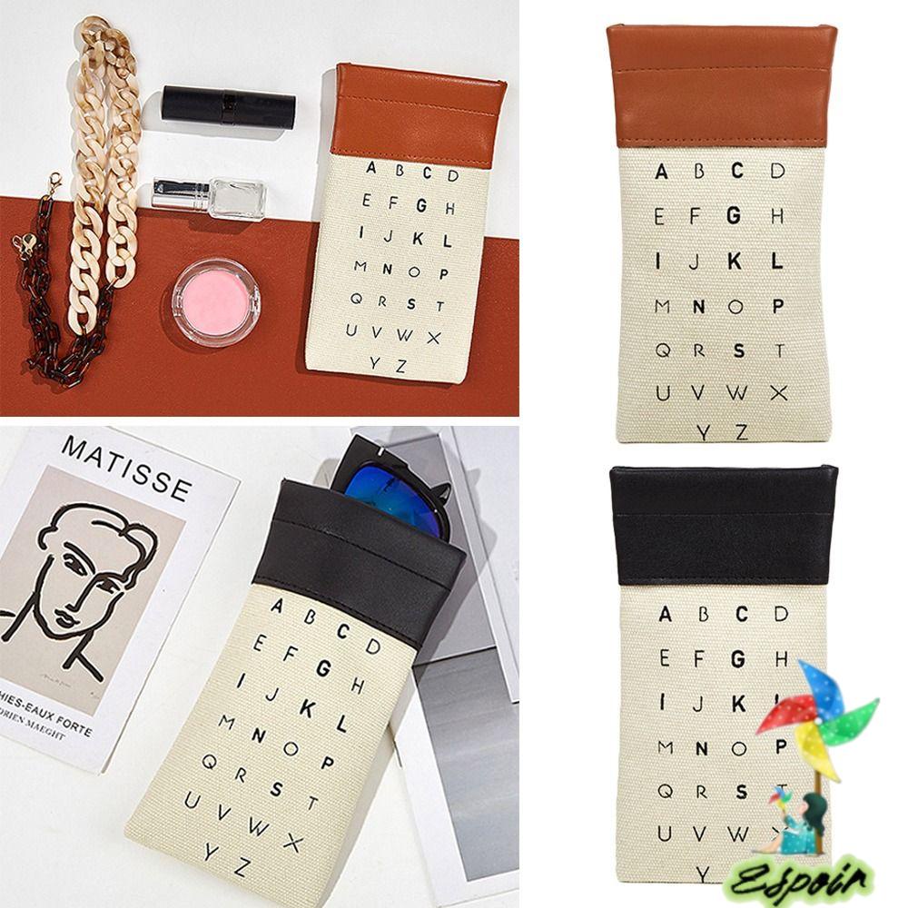 ESPO Túi Da canvas Đựng Cọ Trang Điểm Mắt Kính In Chữ Shrapnel Ốp