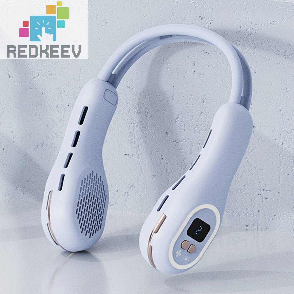 Quạt Điện Làm Mát Mùa Hè Đeo Cổ 3 Tốc Độ Màn Hình Kỹ Thuật Số Không