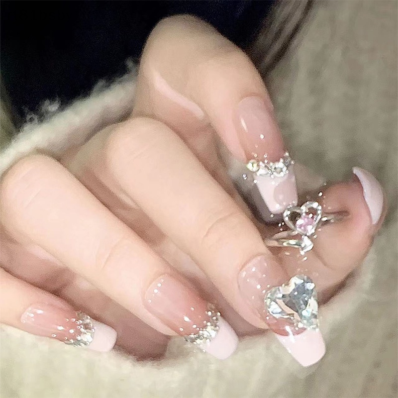 Nhẫn Cặp Hở Đính Đá Pha Lê Hồng Lấp Lánh Phong Cách Vintage