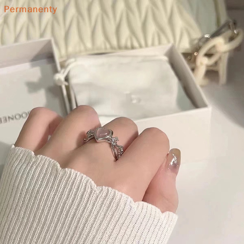Nhẫn Hình Trái Tim Mắt Mèo Thời Trang Tinh Tế Có Thể Điều Chỉnh Cho Nữ