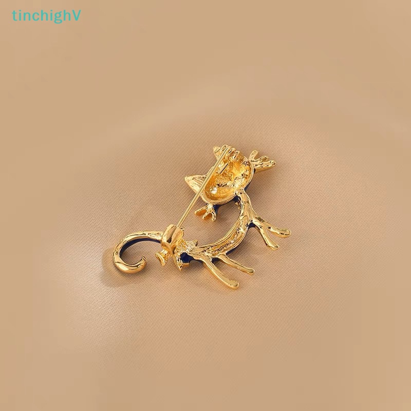 Ghim Cài Áo Hình Mèo Đính Đá Pha Lê Xanh Dương Dễ Thương