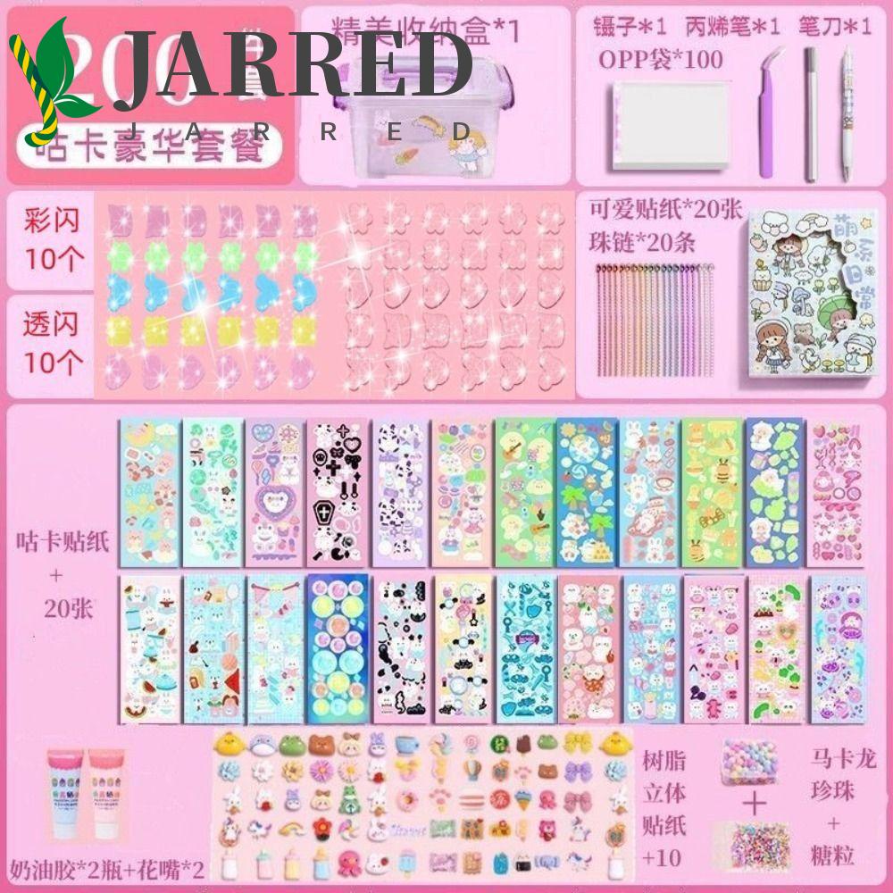 JARRED Bộ Miếng Dán Hộp Đựng Thẻ / Móc Khóa Diy Hình Kem Guka Cho Bé