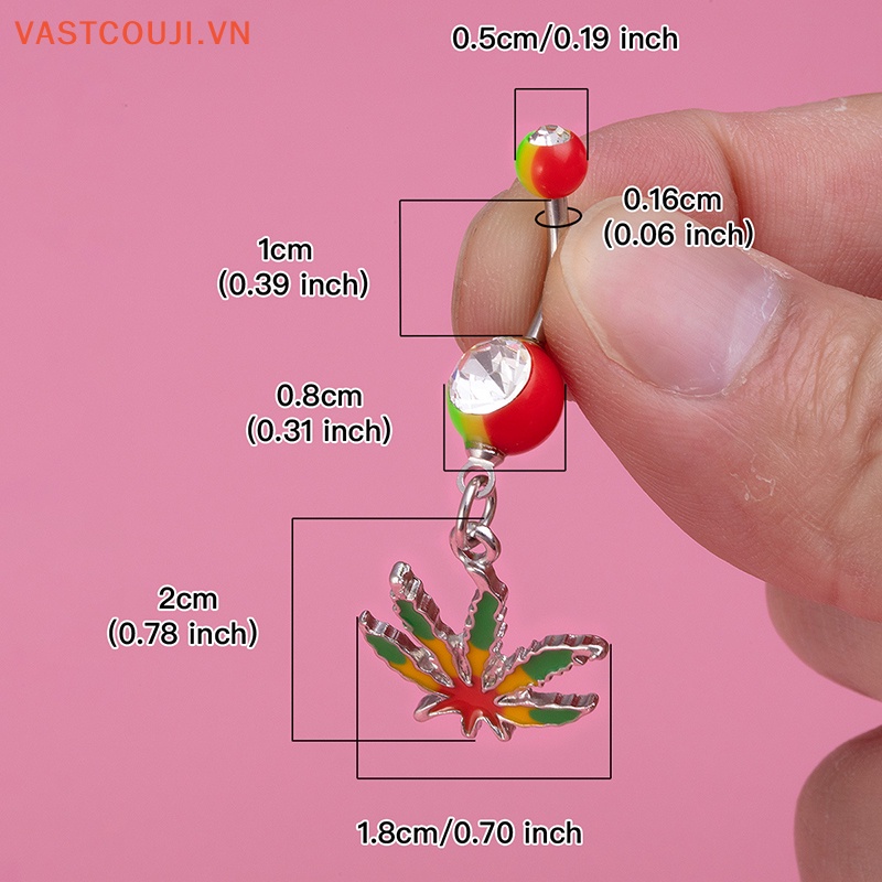 Khuyên Rốn Bằng Thép Không Gỉ Hình Lá Dừa Màu Dầu Thời Trang Gợi Cảm