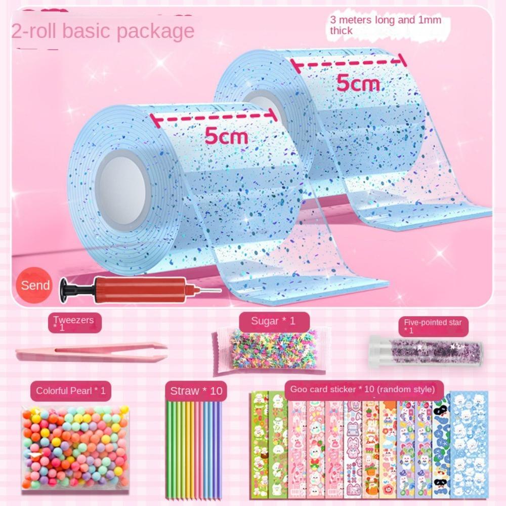 SUYO Bộ 2 Cuộn Băng Keo Nano Hai Mặt Lấp Lánh Siêu Co Giãn Dùng Làm Đồ Thủ Công DIY