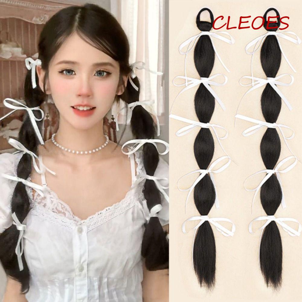 CLEOES Tóc Giả Thắt Bím Bằng Sợi Tổng Hợp Co Giãn Chịu Nhiệt Màu Trắng Thời Trang Cho Nữ